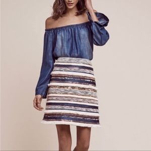 Anthropologie Moulinette Soeurs Sequin and Fringe Mini Skirt 0